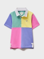 Crew Clothing Pink 100% Cotton Short Sleeve Harlequin Rugby Shirt - Image 7 of 9