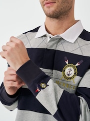 Crew Clothing Blue Callington Striped Rugby 100% Cotton Shirt - Image 5 of 6