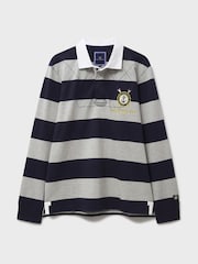 Crew Clothing Blue Callington Striped Rugby 100% Cotton Shirt - Image 6 of 6