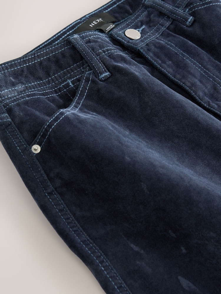 Blue Flocked Denim Mini Skirt - Image 2 of 3 Blue Flocked Denim Mini Skirt - Image 2 of 3