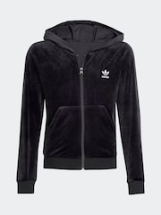 adidas Originals Black Velour Zip Hoodie Kids - Image 6 of 6