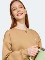 adidas Originals Brown Boyfriend Crew Kids Sweatshirt - Image 3 of 6