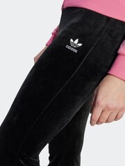 adidas Originals Black Velvet Wide Leg Trousers Kids - Image 4 of 6