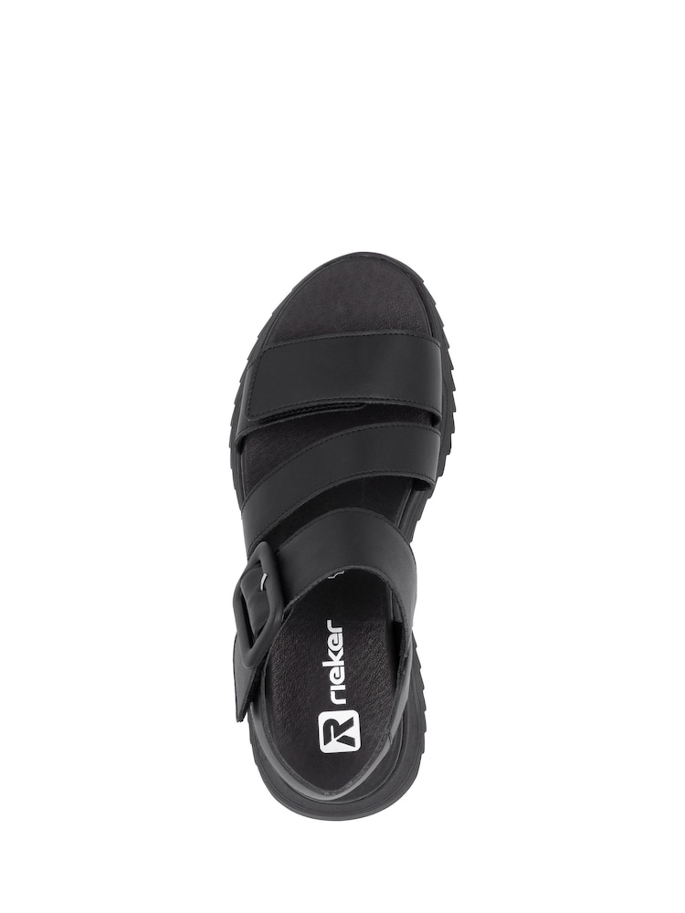 Rieker Womens Hook & Loop Sport Black Shoes - Image 4 of 7
