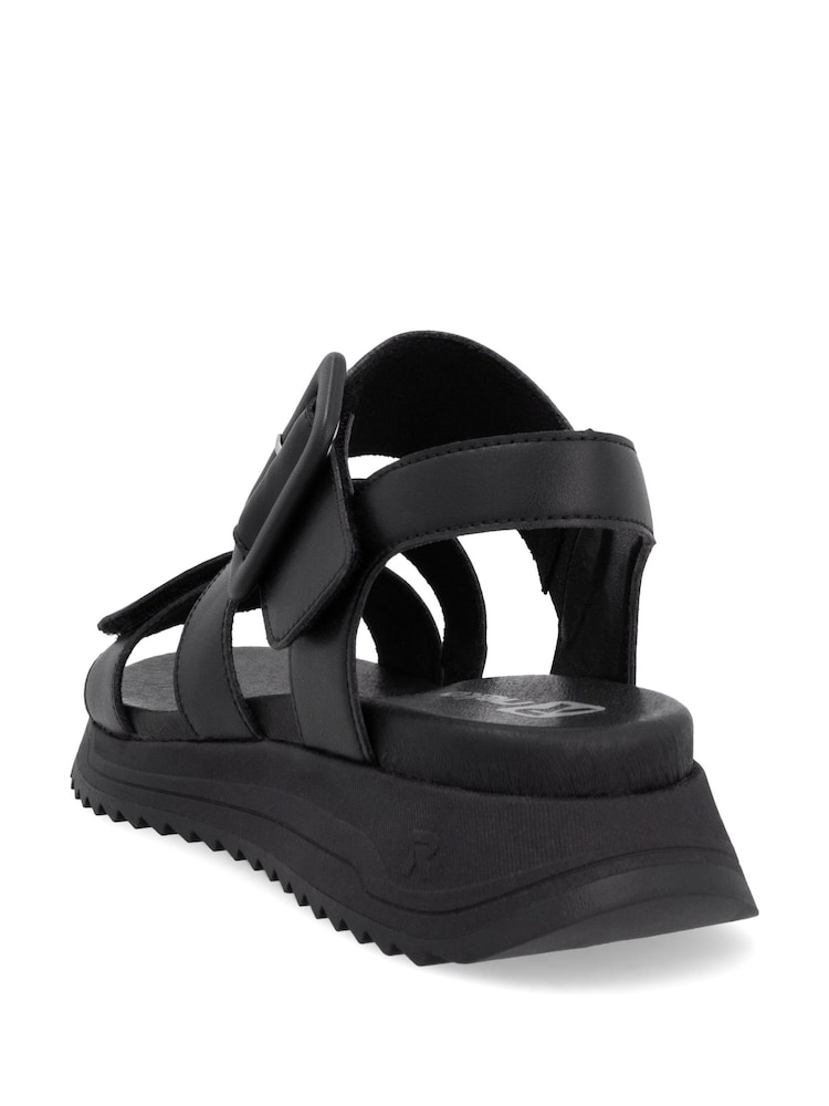 Rieker Womens Hook & Loop Sport Black Shoes - Image 6 of 7