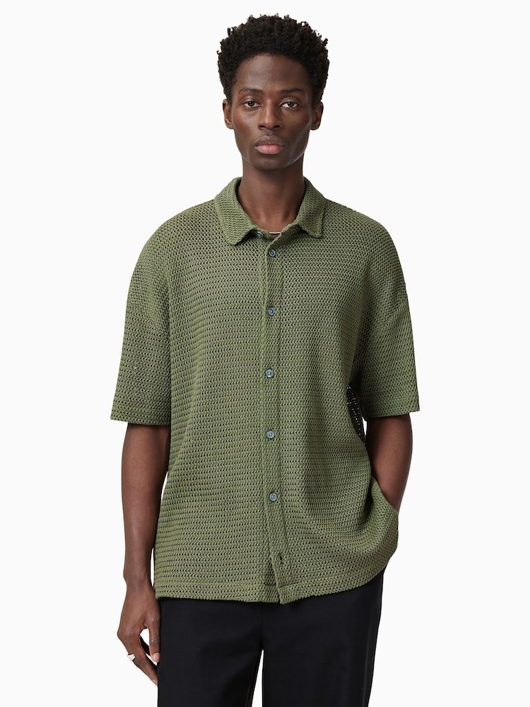 AllSaints Green Munroe Short Sleeve Shirt - Image 1 of 6