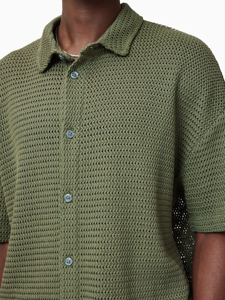 AllSaints Green Munroe Short Sleeve Shirt - Image 2 of 6