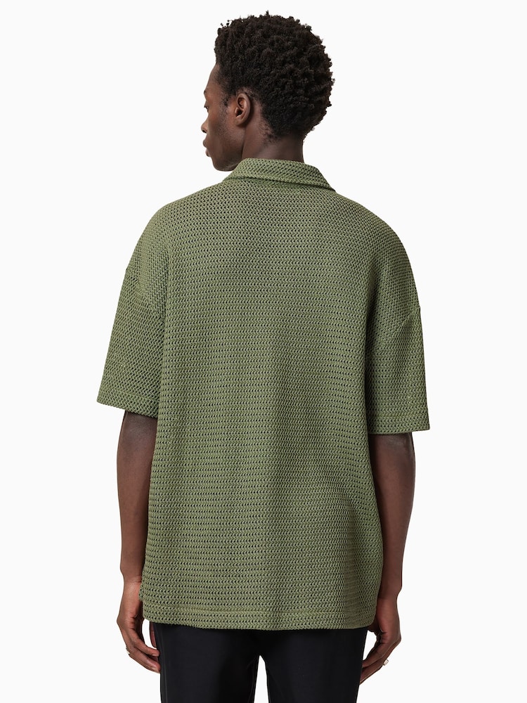AllSaints Green Munroe Short Sleeve Shirt - Image 5 of 6