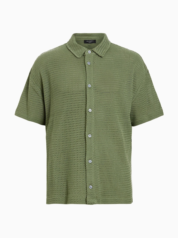AllSaints Green Munroe Short Sleeve Shirt - Image 6 of 6