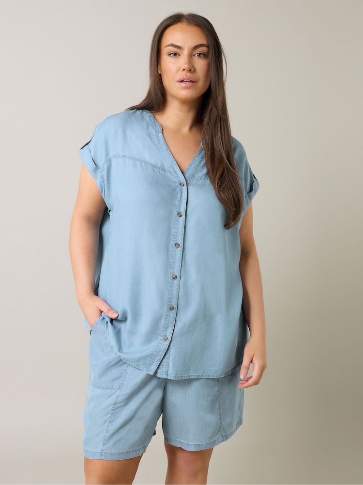 Evans Blue Lyocell Short Sleeve Shirt - Imagen 1 de 10 Evans Blue Lyocell Short Sleeve Shirt - Imagen 1 de 10