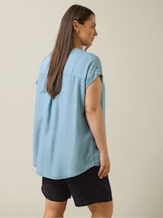 Evans Blue Lyocell Short Sleeve Shirt - Imagen 6 de 10