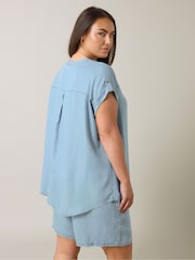 Evans Blue Lyocell Short Sleeve Shirt - Imagen 8 de 10