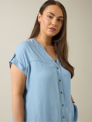 Evans Blue Lyocell Short Sleeve Shirt - Imagen 9 de 10