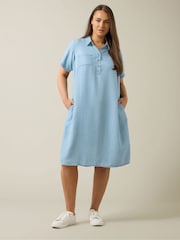 Evans Blue Lyocell Short Dress - Image 1 of 6