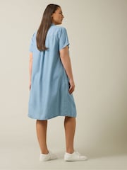 Evans Blue Lyocell Short Dress - Image 2 of 6