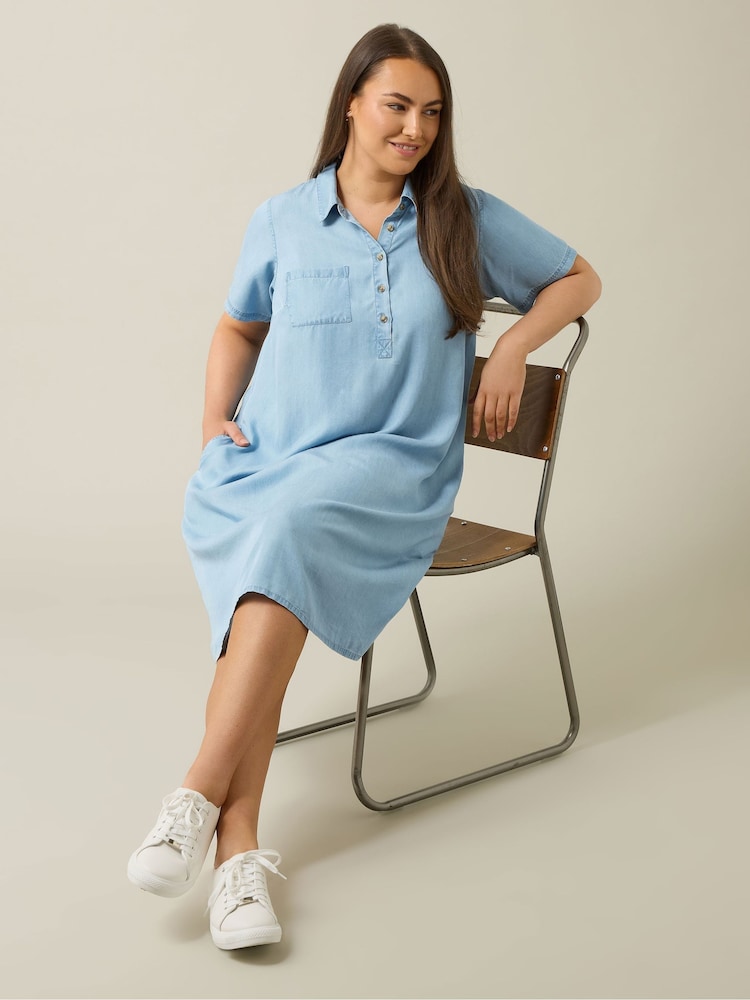 Evans Blue Lyocell Short Dress - Image 3 of 6
