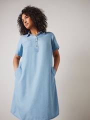 Evans Blue Lyocell Short Dress - Image 4 of 6