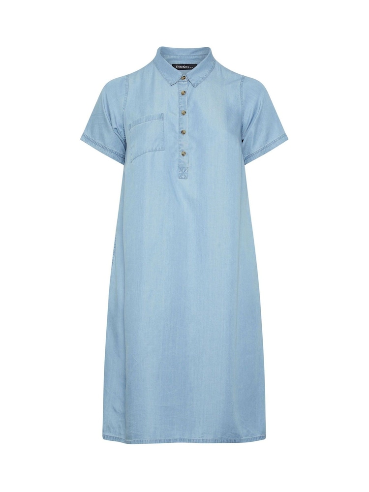 Evans Blue Lyocell Short Dress - Image 6 of 6