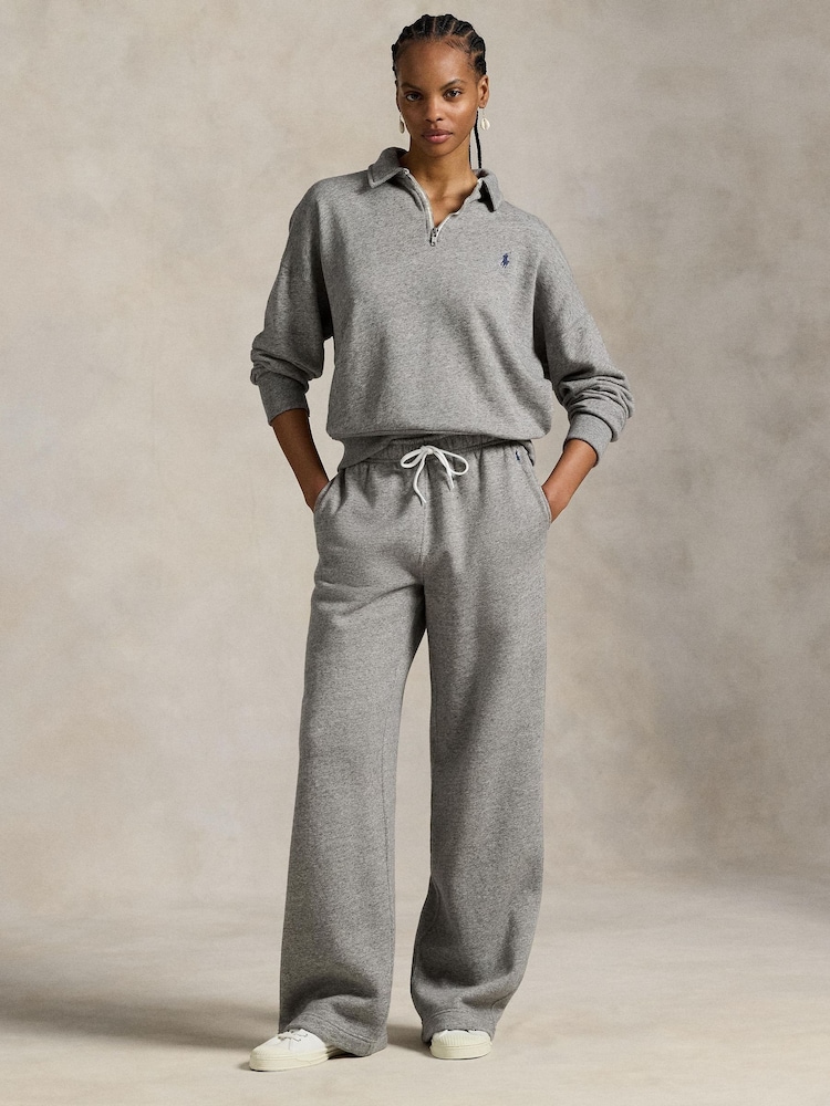 Polo Ralph Lauren Grey Knit Open Bottom Sweat Joggers - Image 1 of 5 Polo Ralph Lauren Grey Knit Open Bottom Sweat Joggers - Image 1 of 5