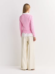 Polo Ralph Lauren Pink Julianna Long Sleeve Cable Knit Jumper - Image 3 of 7