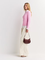 Polo Ralph Lauren Pink Julianna Long Sleeve Cable Knit Jumper - Image 4 of 7