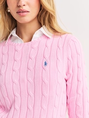 Polo Ralph Lauren Pink Julianna Long Sleeve Cable Knit Jumper - Image 5 of 7