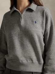 Polo Ralph Lauren Grey Knit Half Zip Sweatshirt - Image 4 of 8