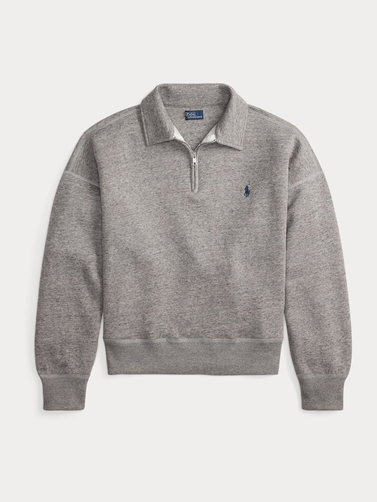Polo Ralph Lauren Grey Knit Half Zip Sweatshirt - Image 8 of 8