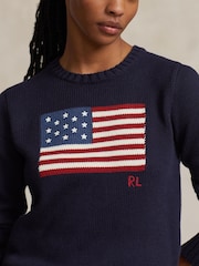 Polo Ralph Lauren Blue Flag CN Long Sleeve Pullover Jumper - Image 5 of 6