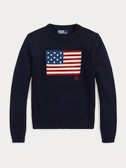 Polo Ralph Lauren Blue Flag CN Long Sleeve Pullover Jumper - Image 6 of 6