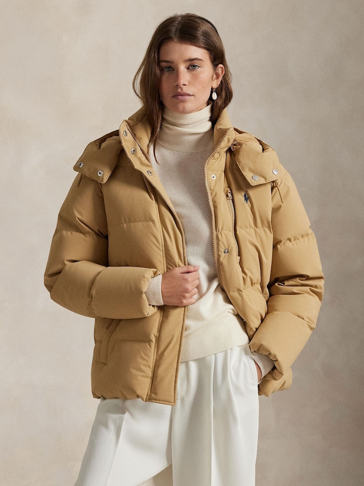 Polo Ralph Lauren Brown Woven Puffer Coat - Image 1 of 5