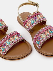 Accessorize Pink Girls Flower Beaded Strap Sandals - Image 3 of 3