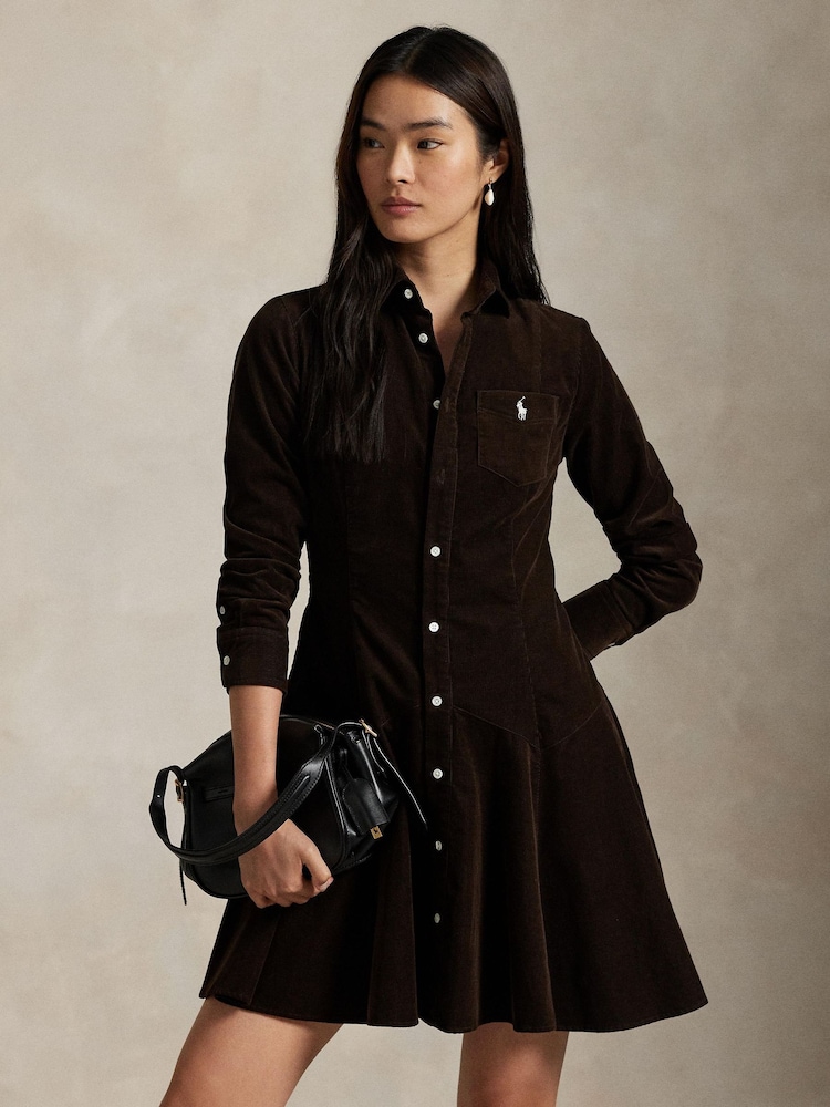 Polo Ralph Lauren Brown Woven Shirt Dress - Image 1 of 4