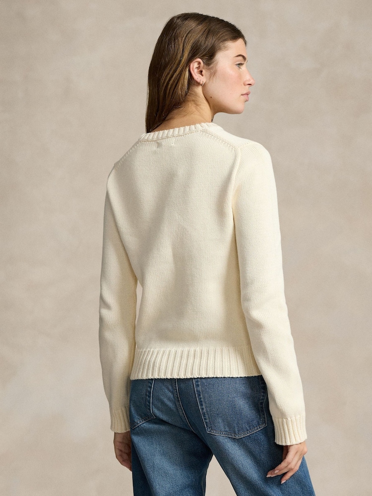 Polo Ralph Lauren Cream Flag CN Long Sleeve Pullover Jumper - Image 2 of 6