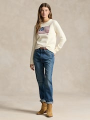 Polo Ralph Lauren Cream Flag CN Long Sleeve Pullover Jumper - Image 4 of 6