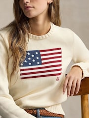 Polo Ralph Lauren Cream Flag CN Long Sleeve Pullover Jumper - Image 5 of 6
