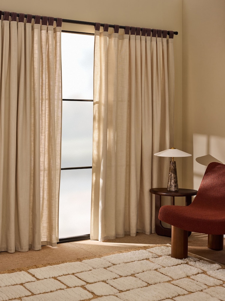MADE.COM Natural Hadlo Textured Cotton Tab Top Curtains - Image 1 of 3 MADE.COM Natural Hadlo Textured Cotton Tab Top Curtains - Image 1 of 3