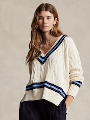 Polo Ralph Lauren Cream Cricket Long Sleeve Pull Over Jumper - Image 1 of 4