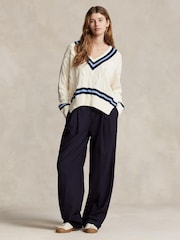 Polo Ralph Lauren Cream Cricket Long Sleeve Pull Over Jumper - Image 3 of 4