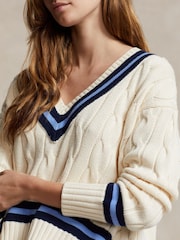 Polo Ralph Lauren Cream Cricket Long Sleeve Pull Over Jumper - Image 4 of 4