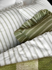 Laura Ashley Green Henley Stripe 100% Cotton Duvet Cover and Pillowcase Set - Image 3 of 4