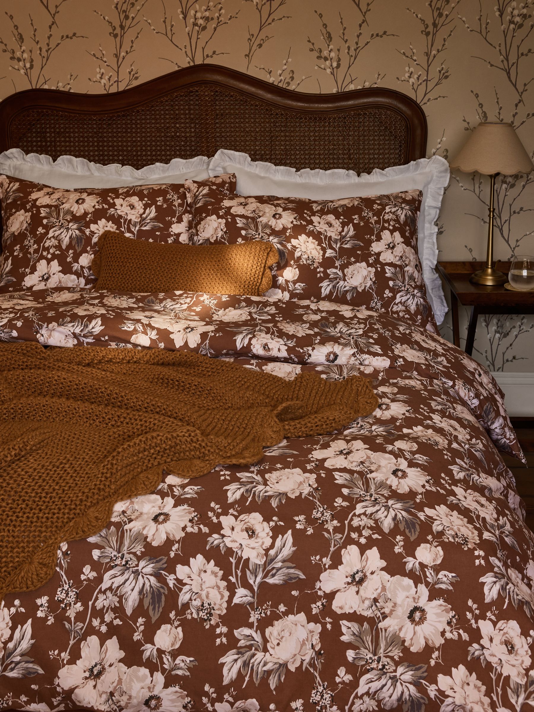Buy Laura Ashley Chocolate Brown Peony Garden Floral 100% Cotton