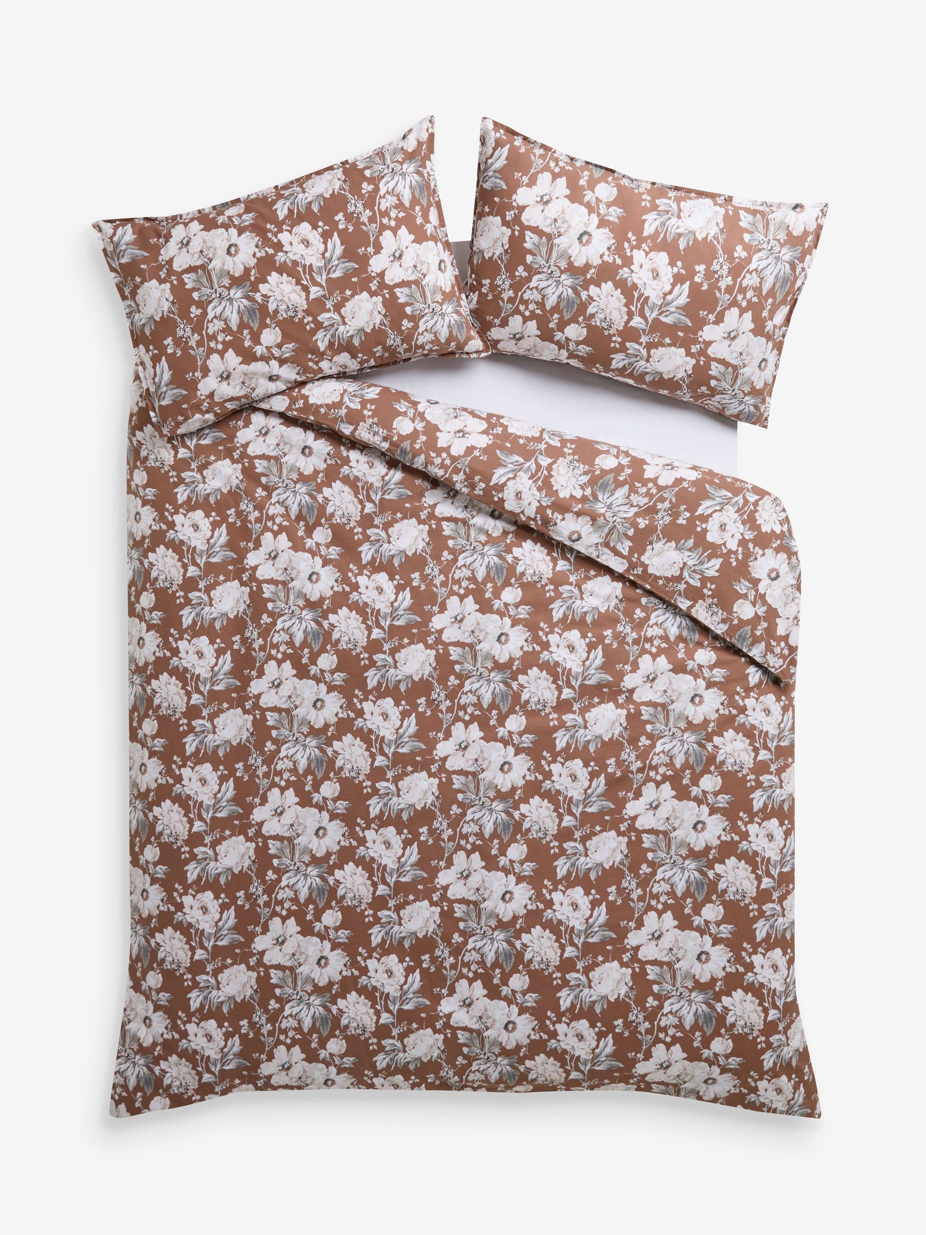 Buy Laura Ashley Chocolate Brown Peony Garden Floral 100% Cotton