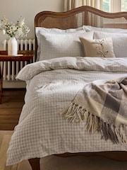 Laura Ashley Natural Gingham Seersucker Duvet Cover and Pillowcase Set - Image 1 of 5