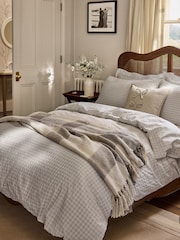 Laura Ashley Natural Gingham Seersucker Duvet Cover and Pillowcase Set - Image 2 of 5