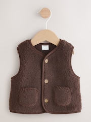 Chocolate Brown Borg Baby Gilet - Image 1 of 7