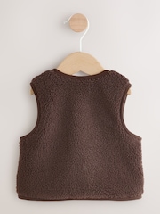 Chocolate Brown Borg Baby Gilet - Image 2 of 7