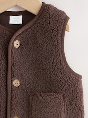 Chocolate Brown Borg Baby Gilet - Image 6 of 7