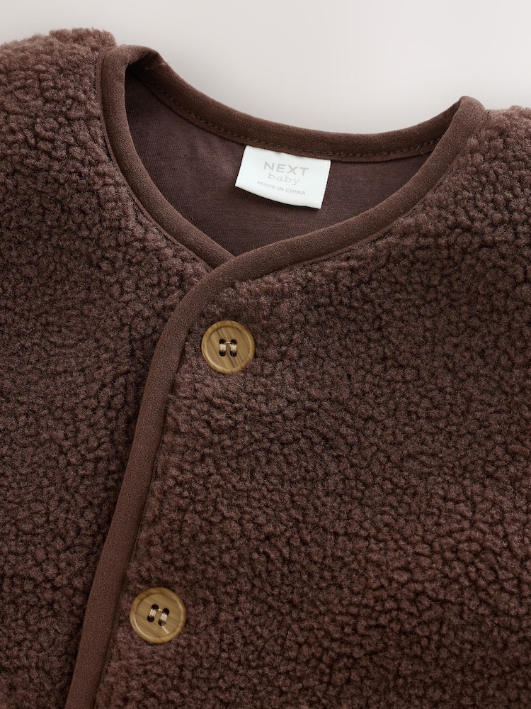 Chocolate Brown Borg Baby Gilet - Image 7 of 7