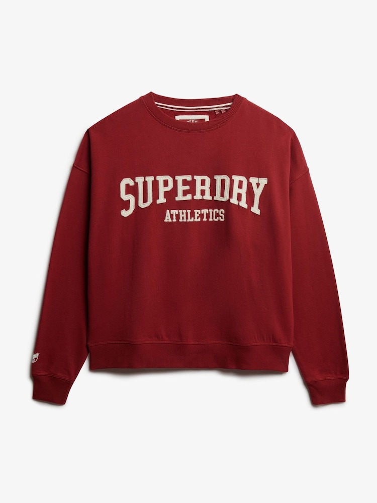 Superdry Red Athletic Essentials Relaxed Applique Sweatshirt - Image 1 of 1